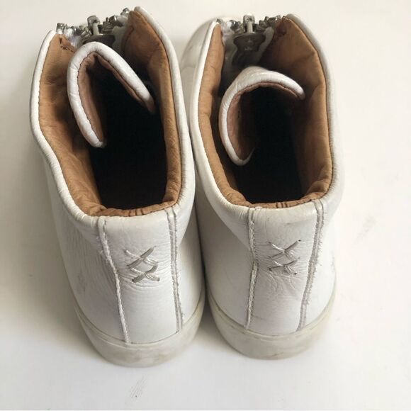 Frye Lena zip platform white leather sneakers with double top zippers woman’s 6 - Picture 9 of 12